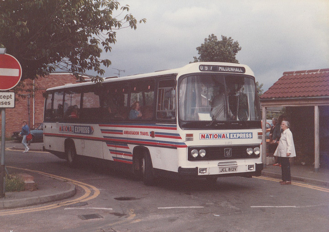 Ambassador Travel LL812 (JCL 812V) in Mildenhall – 4 Sep 1985 (26-8)