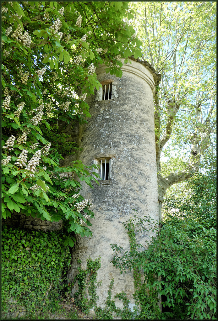 Villemoirieu (38) 3 mai 2019. Maison forte de Mallin. Tourelle de l'enceinte.