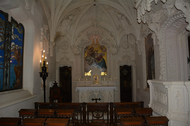 Portugal, Sintra, Inside the Chapel of Holy Trinity in Quinta da Regaleira