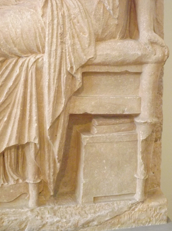 Detail of a Grave Stele from Thespiae of a Young Woman in the National Archaeological Museum in Athens, May 2014