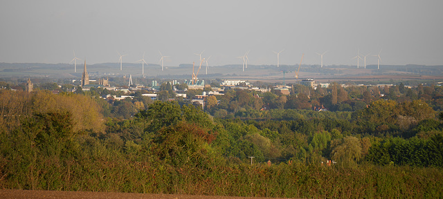 South Cambridge from Madingley Hill 2014-10-04