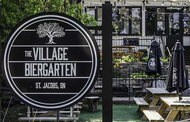 HFF ... with the fence in front of 'The Village Biergarten' in St. Jacobs (Ontario)   (© Buelipix)