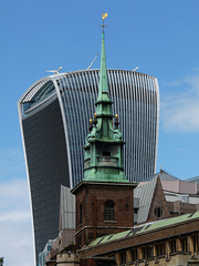 Ancient and Modern- Walkie Talkie Building behind All Hallows Church