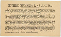 Nothing Succeeds Like Success, Galt House, Cincinnati, Ohio, ca. 1880s