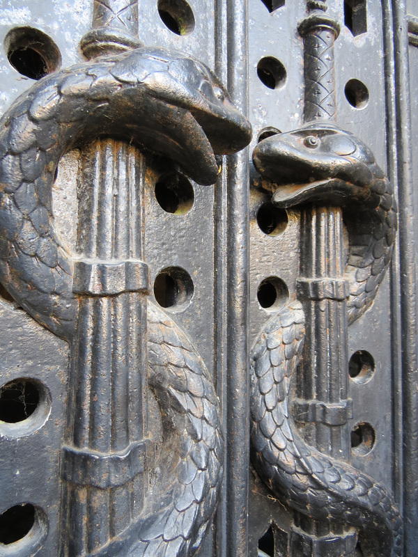 brompton cemetery , london,1840s cast iron gates leading to the catacombs