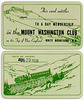 Mount Washington Club Membership Card, August 23, 1938