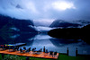 Fence in front of the lake, Obertraun, Austria