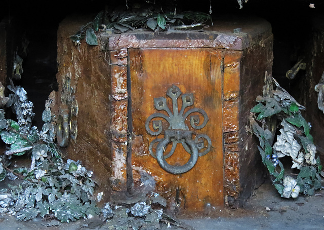 brompton cemetery , london,c19 coffins in the 1840s catacombs