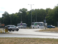 Ambassador Travel (National Express) coaches at Fiveways, Barton Mills - 23 Jul 2022 (P1120646)