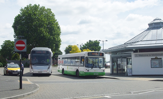 DSCF4418 Whippet Coaches (National Express contractor) NX09 (BK15 AHX) and Stephensons LX51 FGE in Mildenhall - 6 Jul 2016