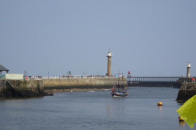 Sailing Ship On Whitby Harbour