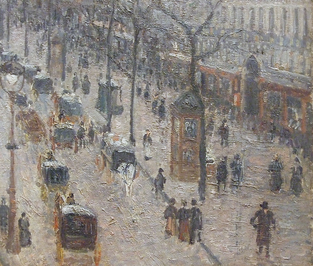 Detail of Boulevard Montmartre on a Winter Morning by Pissarro in the Metropolitan Museum of Art, May 2011