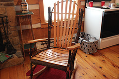 A rustic chair inside the cabin built by the owner of these cabins....next one over as well...!!  HE himself, built ALL his cabins that he rents .!!