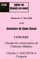 Concert Chorales à l'église de Blandy le 21/05/2000