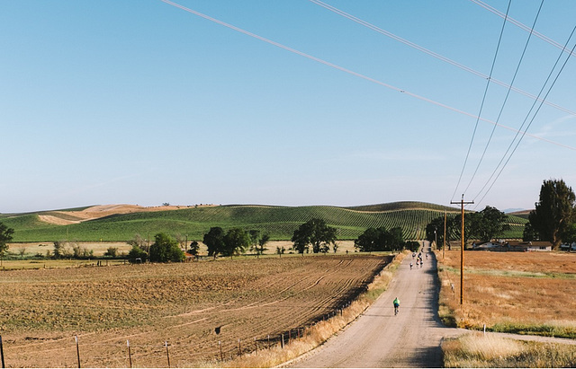 Riding toward Cass Vineyard, the first control and refreshment stop