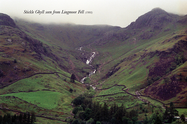 Stickle Ghyll seen from Lingmoor Fell (Scan from 1993)