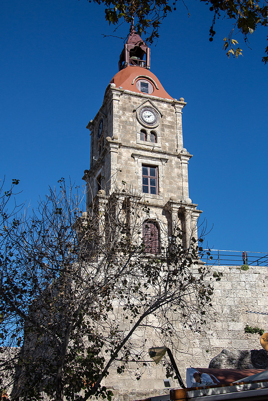 20151203 9582VRAw [GR] Uhrenturm, Altstadt, Rhodos