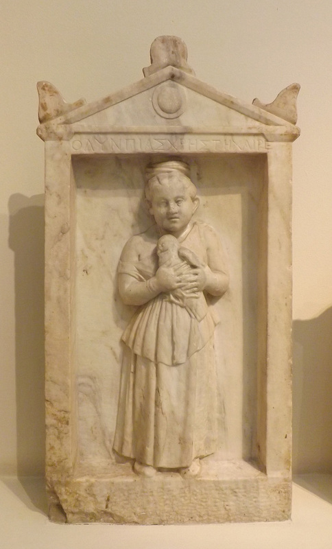 Grave Stele of Olympias from Athens in the National Archaeological Museum of Athens, May 2014