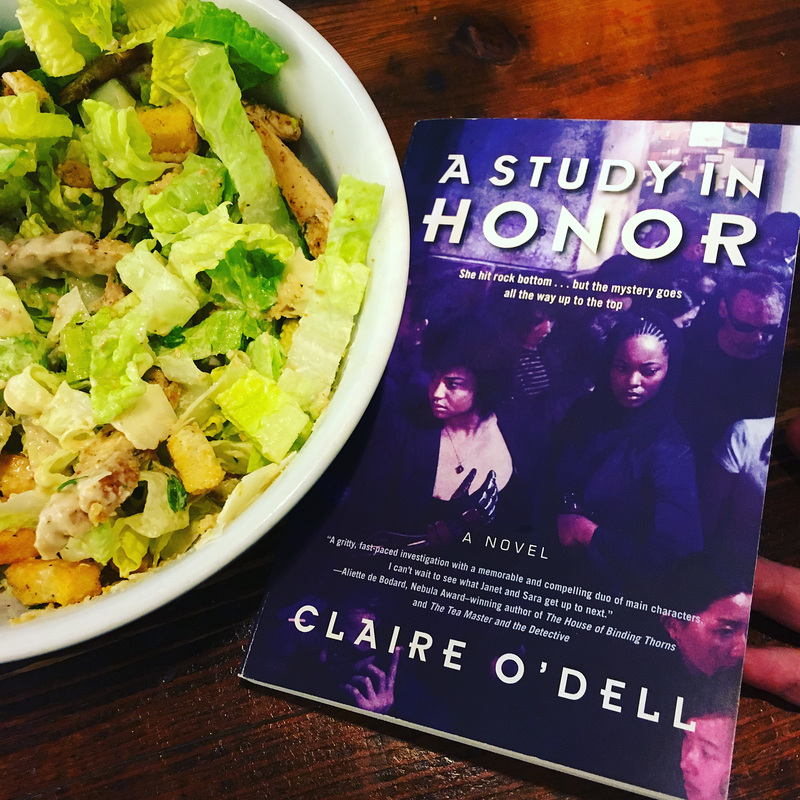 Reading with salad