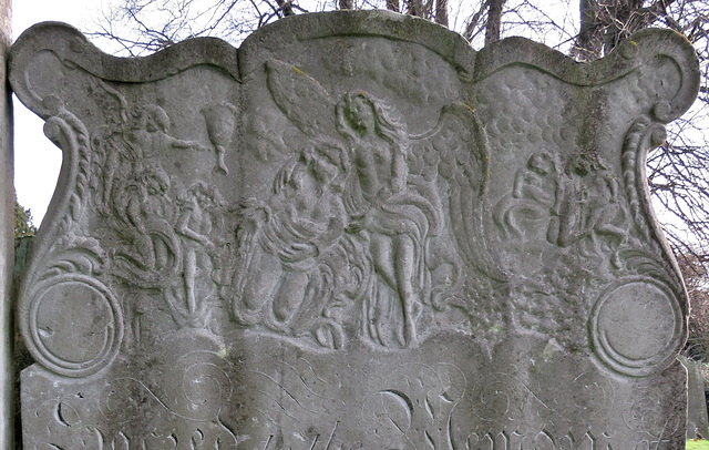 lenham church,  kent,  (13) c18 angel on gravestone, tomb of henry bottle +1788,