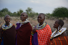 Maasai Women in Traditional Clothes and Jewelry