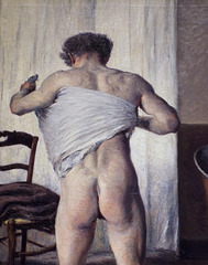 Detail of Man at his Bath by Caillebotte in the Boston Museum of Fine Arts, January 2018