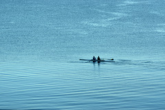 Early morning canoe on the sea