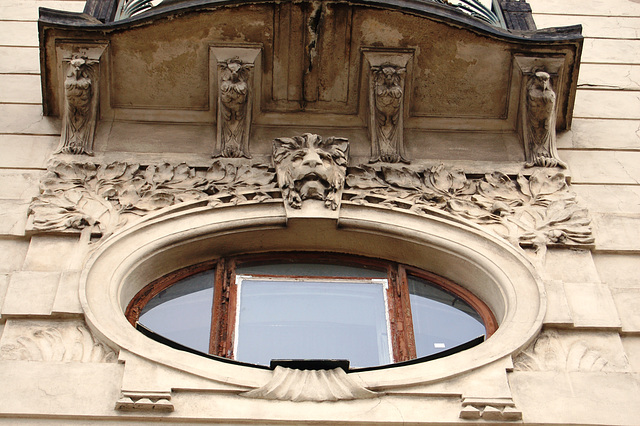 Detail of Window, Principal Facade f Central Railway Station, Prague