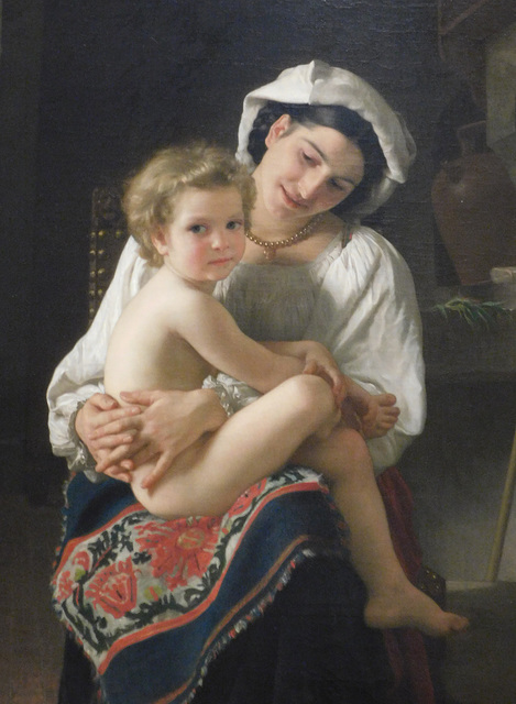 Detail of Young Mother Gazing at her Child by Bouguereau in the Metropolitan Museum of Art, January 2022