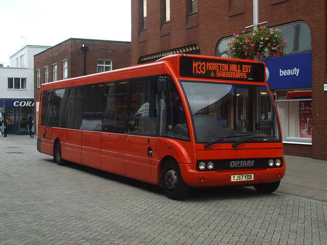 DSCF1466 Mulleys Motorways YJ57 YDB in Bury St. Edmunds - 5 Sep 2015