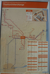 Thetford Bus Interchange info poster - 17 Apr 2025 (P1200820)
