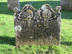 elham church, kent,  skulls and bones on c18 tomb, tombstone, gravestone of william pettit +1739 (9)