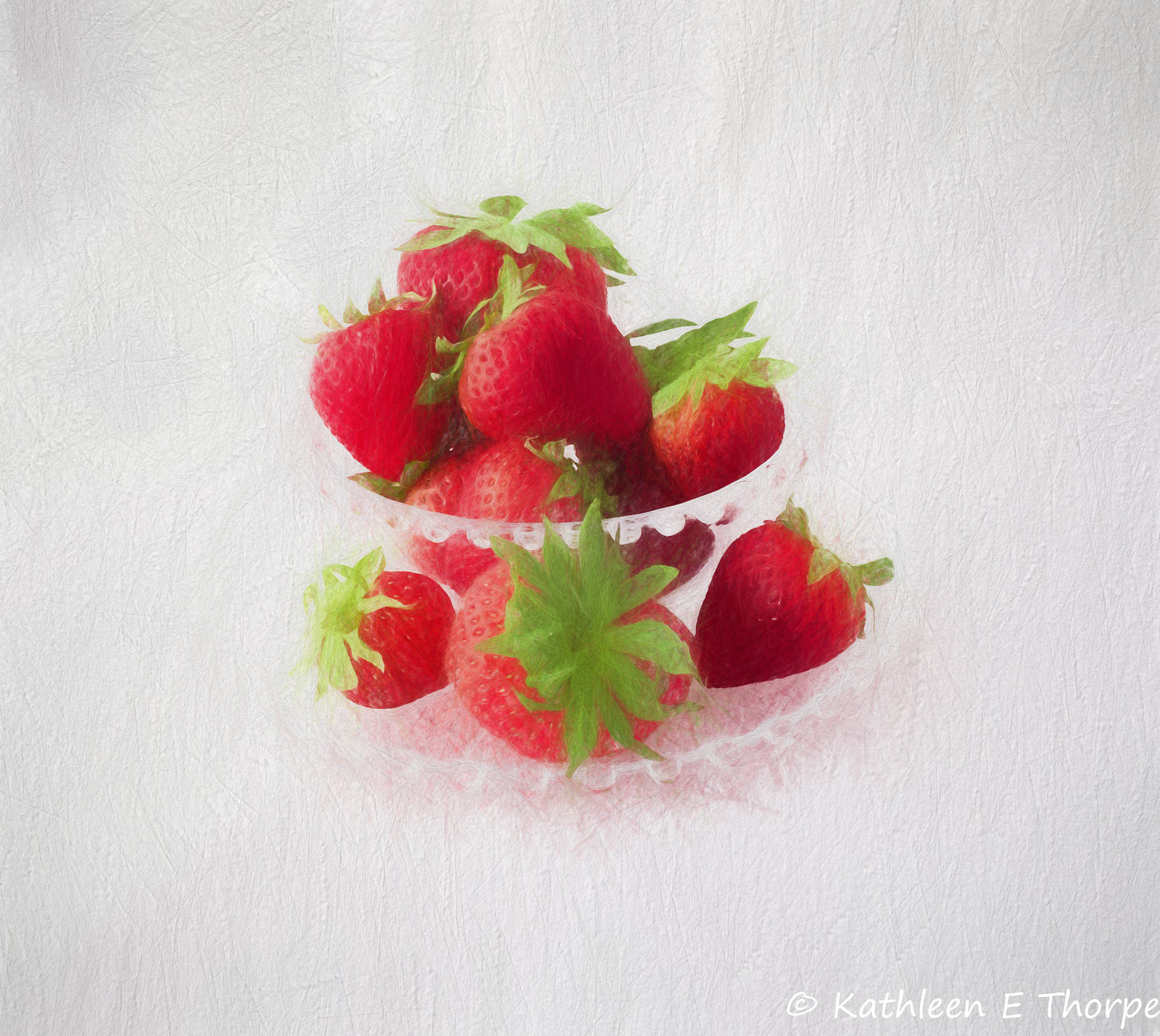 Strawberries on Crystal Still Life Filter Sketch