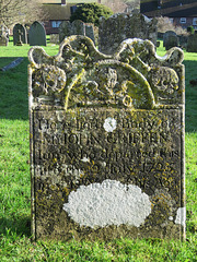 elham church, kent,  c18 skulls and bones on tomb, tombstone, gravestone of john griffen +1725 (10)