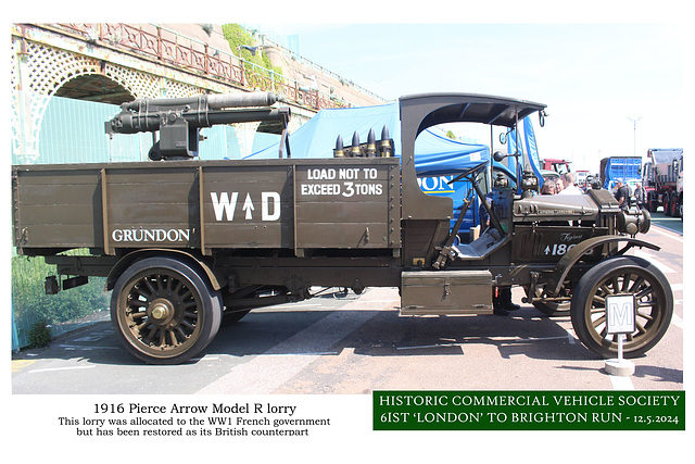 1916 Pierce Arrow Model R lorry WW1 HCVS Brighton 12 5 2024 off side a