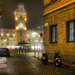 Parma, Garibaldi square by winter night.