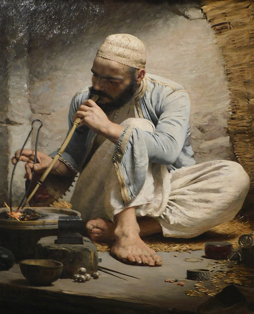 Detail of The Arab Jeweler by Charles Sprague Pearce in the Metropolitan Museum of Art, January 2022