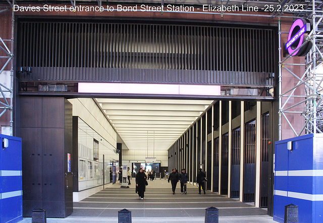 Davies Street entrance to Bond Street Station - Elizabeth Line -25 2 2023