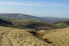 Whiteley Nab in the distance Shelf Brook below the path