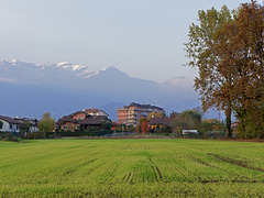 Autumn from the wheat field to the mountains
