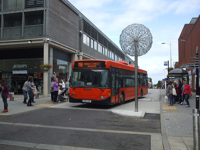 DSCF1475  Mulleys Motorways YN54 AHE  in Bury St. Edmunds - 5 Sep 2015