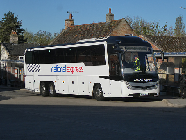 Ambassador Travel (National Express contractor) 300 (BV22 VSG) in Thetford - 17 Apr 2025 (P1200757) Ambassador Travel (National Express contractor) 300 (BV22 VSG) in Thetford - 17 Apr 2025 (P1200757)