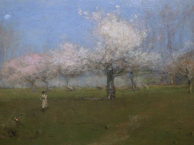 Detail of Spring Blossoms, Montclair NJ by George Inness in the Metropolitan Museum of Art, January 2022