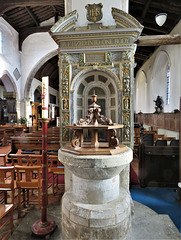 elham church, kent,  c18 canopy added by eden to  the c12 font    (31)