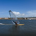 Wide angle view of a windsurfer