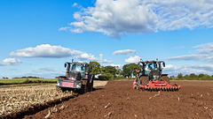Ploughing and drilling new wheat crop