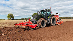 Ploughing and drilling new wheat crop