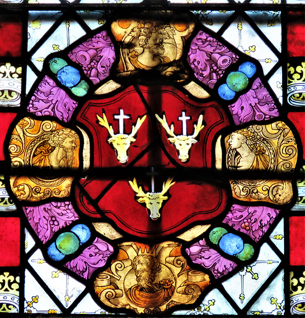 elham church, kent,  glass, heraldry, c16,  (47)