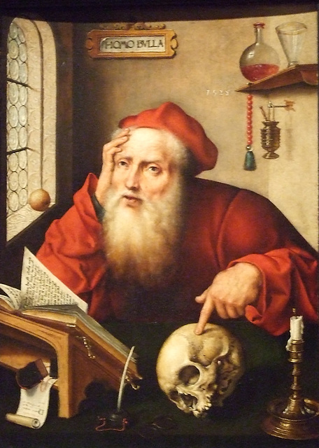 Detail of St. Jerome in his Study by Joos van Cleve in the Princeton University Art Museum, July 2011