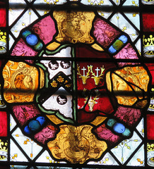 elham church, kent,  glass, heraldry, c16,  (48)